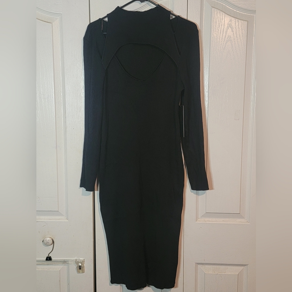Almost Famous Elegant Black Long Sleeve Dress